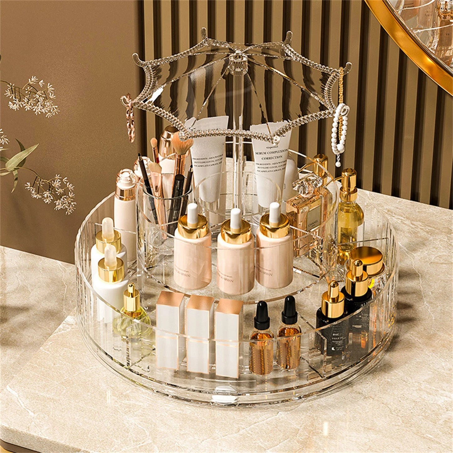 ORGANIZADOR DE MAQUILLAJE Y PRODUCTOS COSMETICOS GIRATORIO DE 360° CON 2